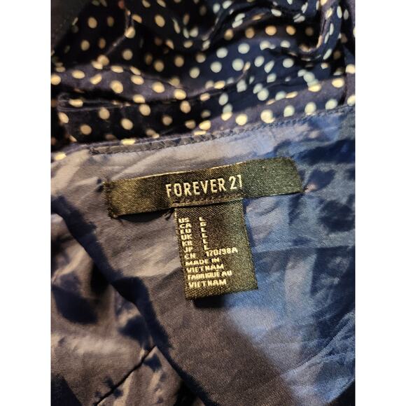 Forever 21 navy blue and  white polka dot dress size L - Picture 4 of 5